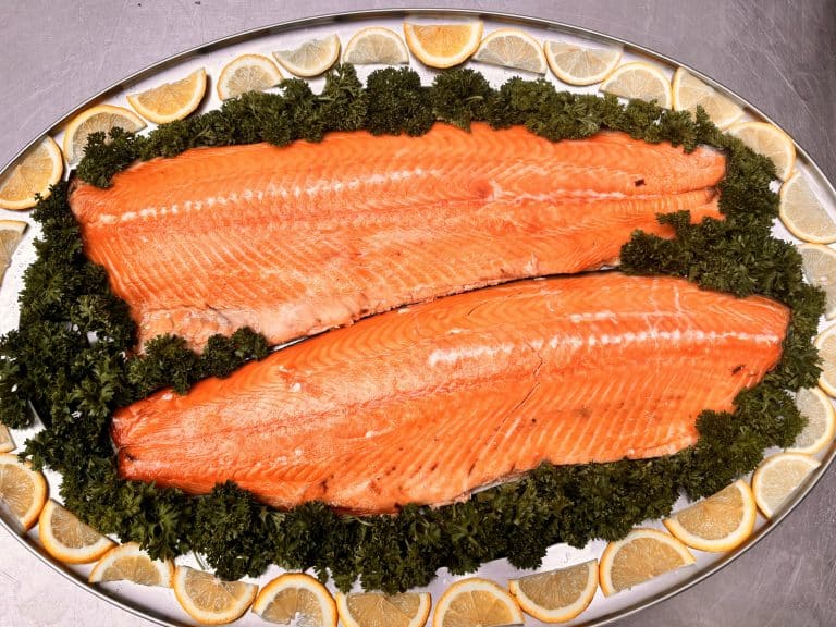 A hot roasted Salmon platter made for a customer.